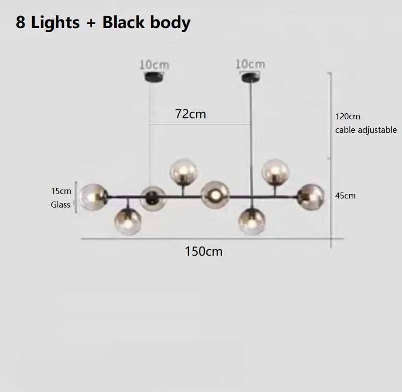 LED Glass Pendant Chandelier: Modern Nordic Style for Dining Room, Bedroom Decor