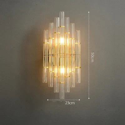 Art Deco Stainless Steel Crystal LED Wall Sconce Black Gold Bedroom Corridor
