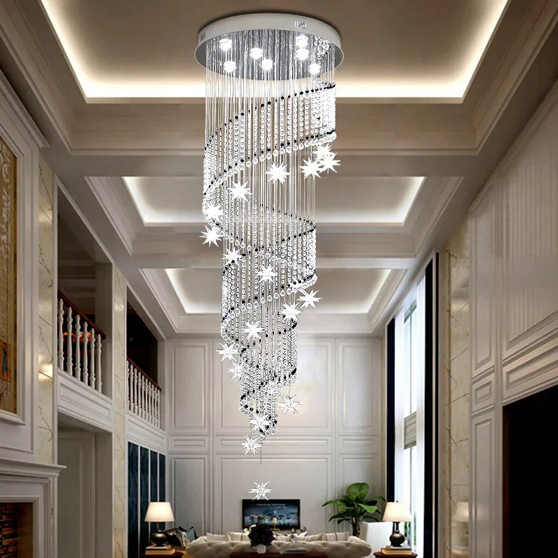 Crystal Chandelier: Modern Luxury LED Hanging Light for Staircase, Living Room, Hallway