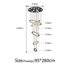 Chrome Rings Crystal Chandelier: Modern Luxury Staircase Lighting for Villa Lobby Fixtures