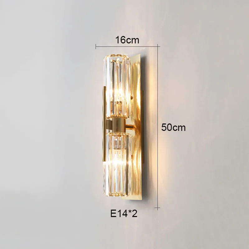 Crystal Gold Wall Lamp for Luxurious Living Room and Bedroom Lighting