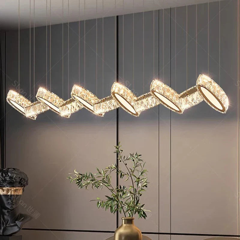 Crystal Chandelier Stair Pendant Lamp Living Room Interior Lighting