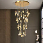 Elegant Diamond Crystal Chandelier LED Light Fixture Gold Home Decor