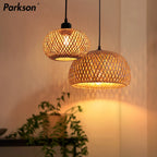Bamboo Rattan Pendant Chandelier for Dining Room and Restaurant Lighting