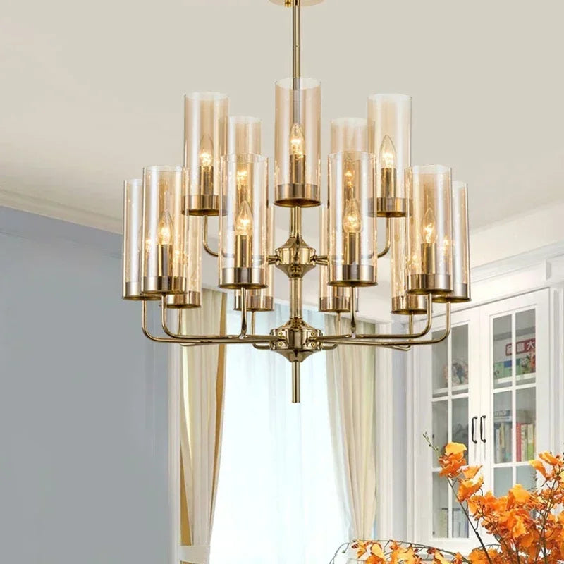 American Lustre Glass Chandelier LED Pendant Light Fixture