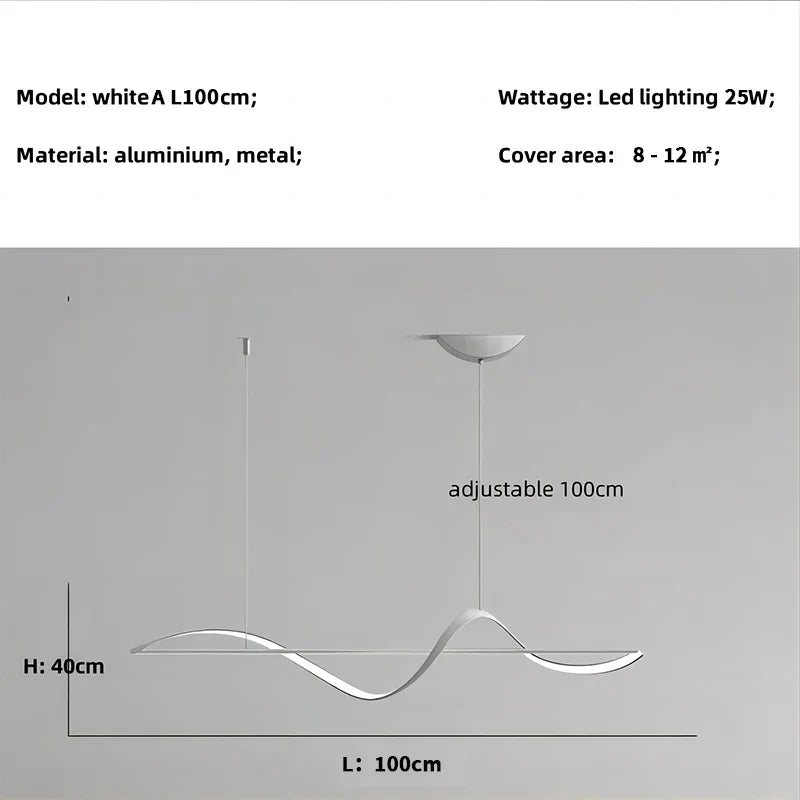 Minimalist Curve LED Pendant Light for Dining Room, Bar, Kitchen - Home Decor Fixtures