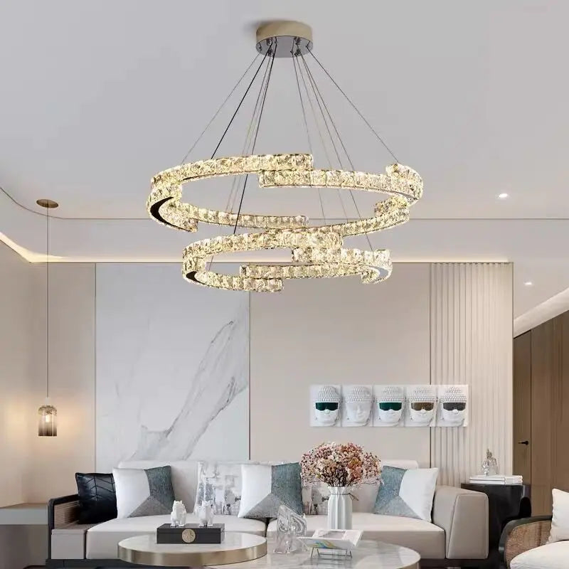 Luxury Crystals Chandelier LED Pendant Lamps - Dimmable Double Layer High-end Lights