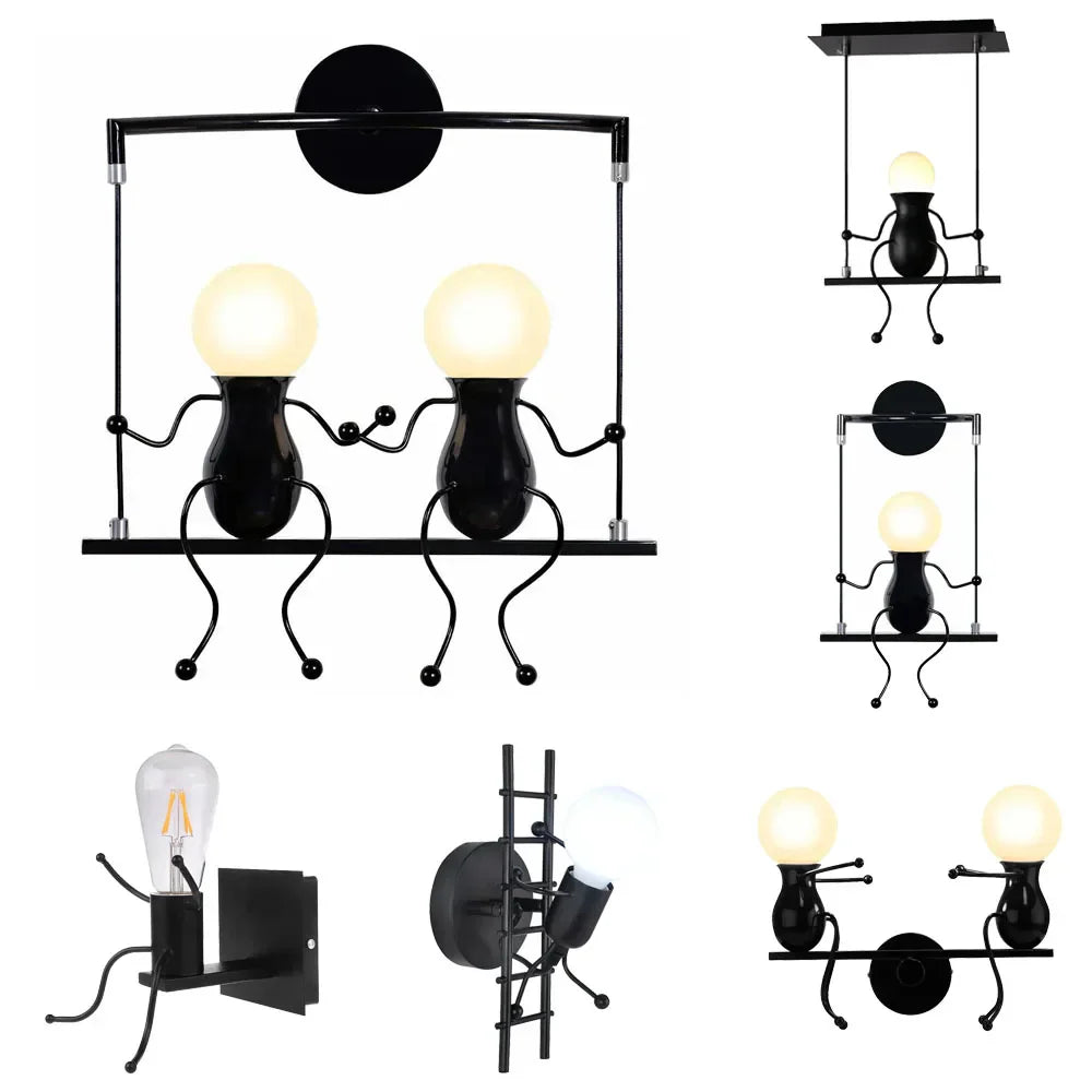 Little Man LED Wall Light: Modern, Simple, Creative Design for Children's Bedroom