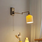 Brass Swing Arm Wall Sconce Creamic Wall Lights