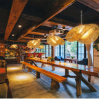 Bamboo Woven Chandelier Tea Room LED Lighting