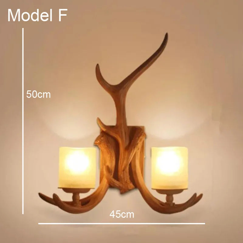 Deer Horn Resin Wall Lamp with Warm White LED Light