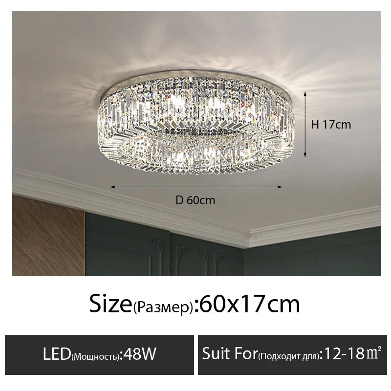 Modern Crystal LED Chandelier Chrome & Gold Ceiling Lamp for Living Room Decor