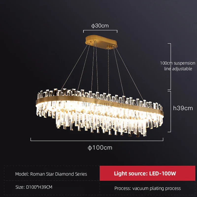 Ring Double-layer Crystal Chandelier for Living Room Dining Room Led Pendant