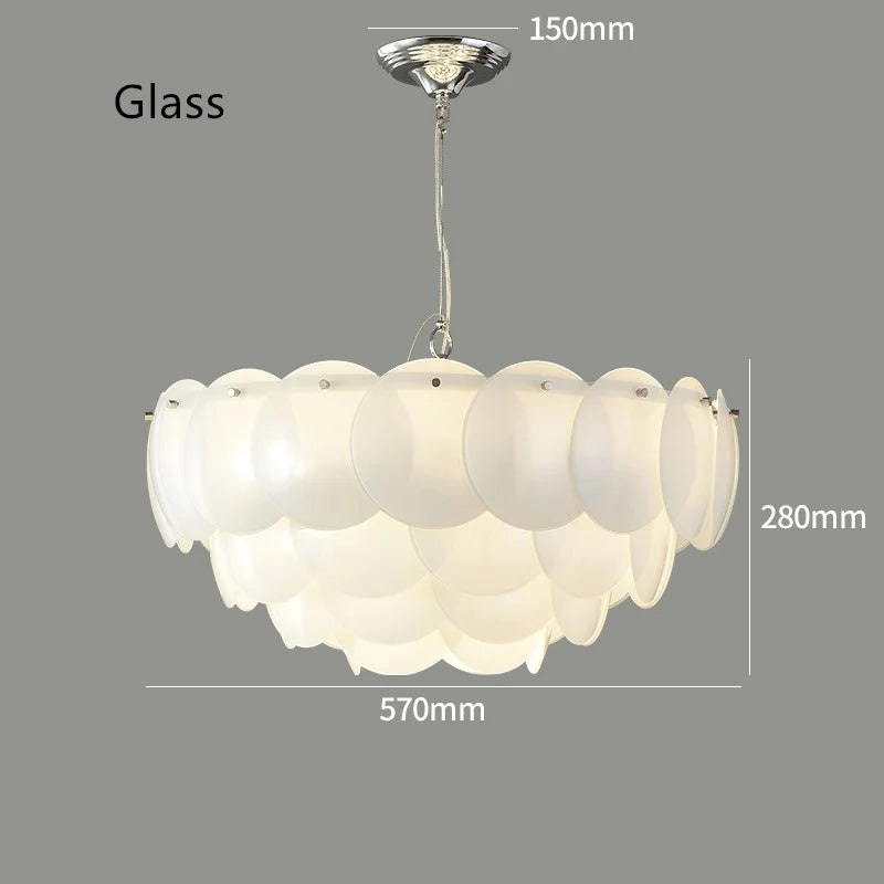 White Ceramic Chandelier: Danish Design Hanging Lamp for Home Decor & Dining