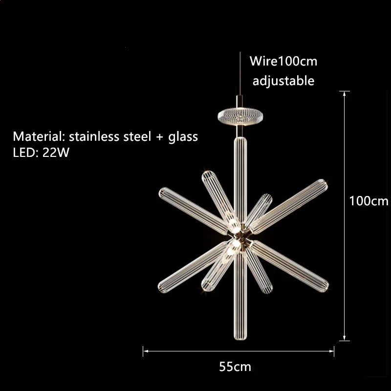 Glass Tubes LED Chandelier: Modern Luxury for Living Room, Bedroom, Hotel & Aisle