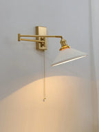 Brass Swing Arm Wall Sconce Creamic Wall Lights