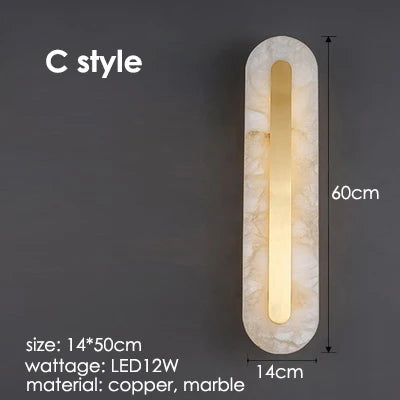 Marble Wall Light: Modern Copper Gold LED Sconce for Bedroom Hotel Corridors