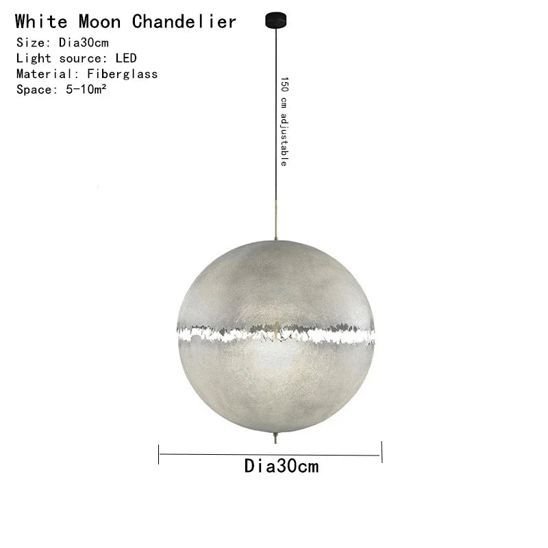 Moon LED Chandelier Fiberglass Pendant Lamp for Home Decor Lighting
