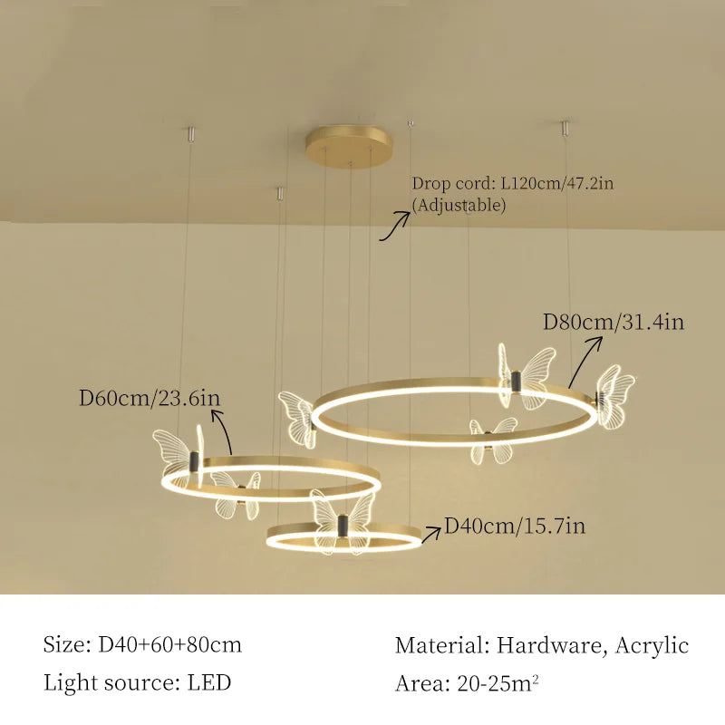 LED Butterfly Chandelier Pendant Light for Modern Living Room