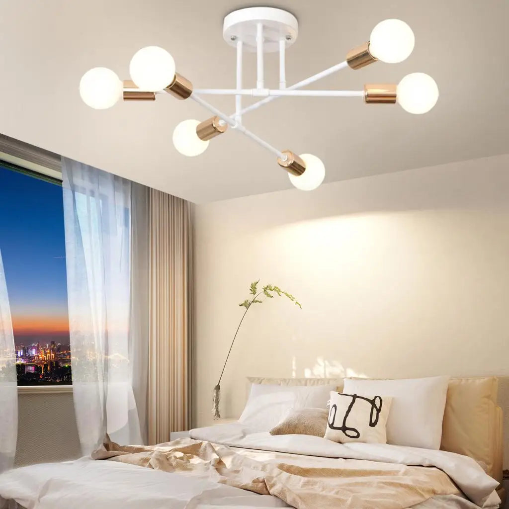 Vintage Wrought Iron Chandelier for Living Room - Industrial Loft Ceiling Lighting