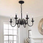 Rustic Iron Candle Chandelier Pendant for Kitchen Living Dining Room Bar Home