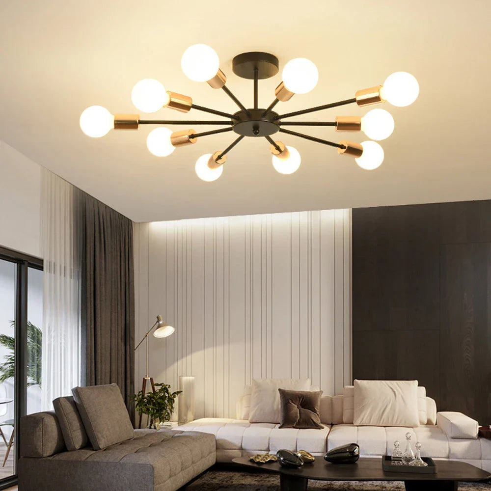 Sputnik Ceiling Chandelier: Modern Nordic Semi Flush Mount Lighting Fixture