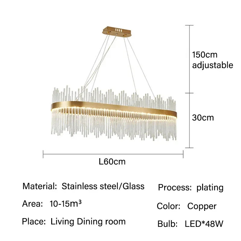 Modern Glass Rod LED Pendant Chandelier for Home Indoor Lighting