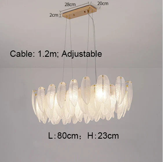 Gold Feather Chandelier LED Pendant Light for Home Decor