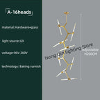 Gold Branch LED Chandelier for Duplex Villa Staircase - Modern Indoor Lighting