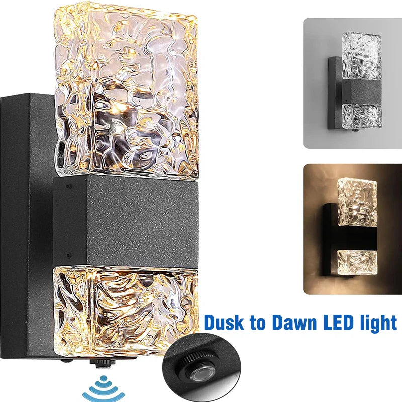 Outdoor LED Wall Light Dusk to Dawn Sensor Matte Black Waterproof Sconce