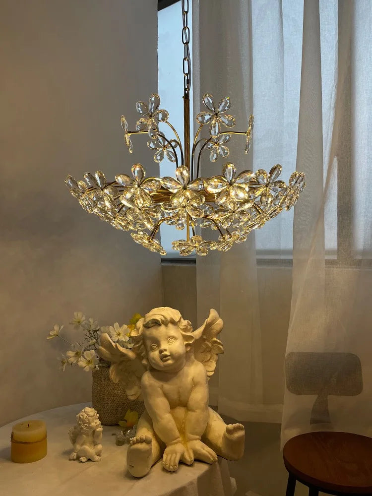 Crystal Flower Pendent Chandelier - Modern Design for Living Room, Restaurant, and Bedroom