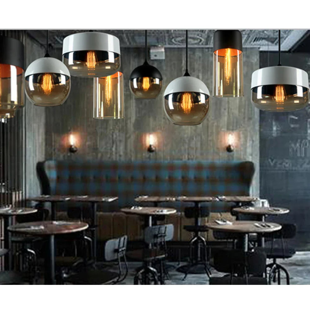 Glass Shade Pendant Light, Industrial Kitchen Restaurant Decor Lighting