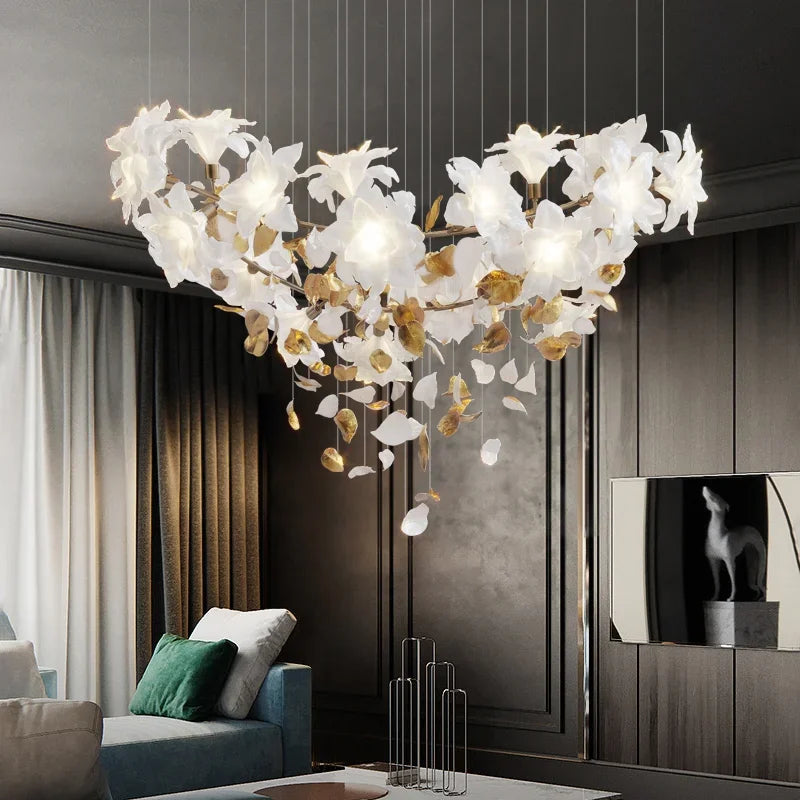 Crystal Flower Chandelier: Luxury Ceiling Pendant Light for Home Decor