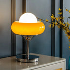 Retro Orange Glass Table Lamp with Egg Tart Lampshade
