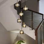 Elegant Rotating Staircase Pendant Lamp with Double Hollow Design