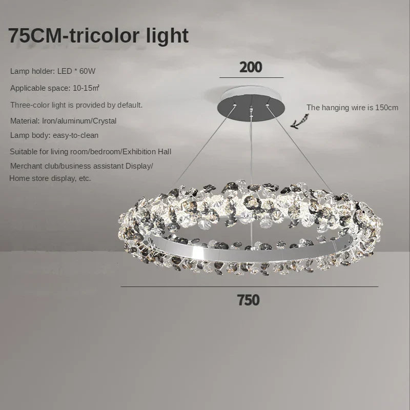 Sun Flower Crystal Rings Chandeliers: Modern Luxury Nordic Home Decor Hanging Ceiling Light
