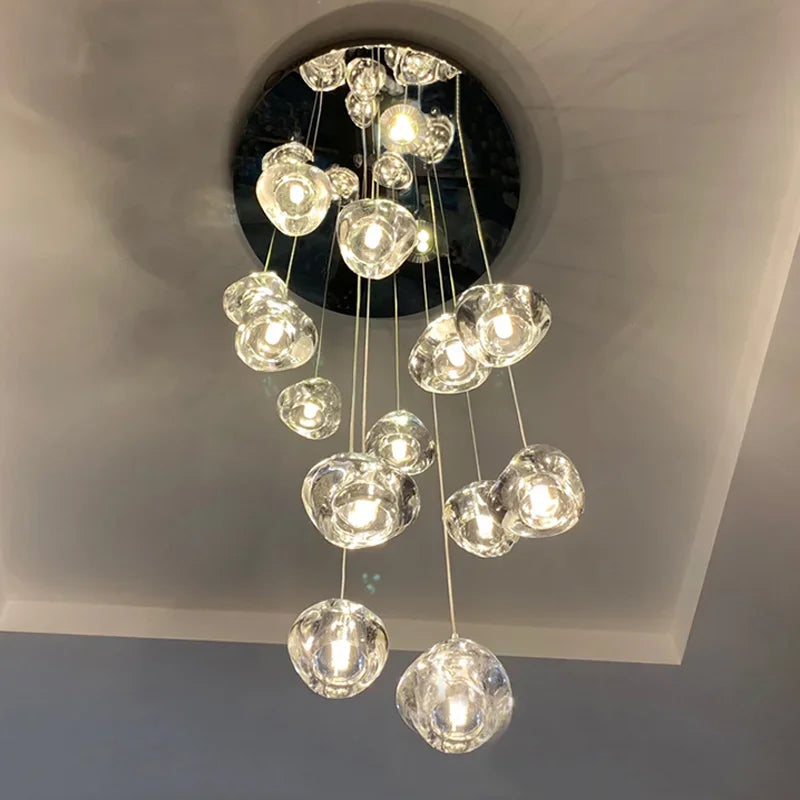 Crystal Ball Chandelier: Modern LED Stair Chandelier for Living Room and Kitchen