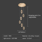 LED Chandeliers: Luxury Staircase Pendant Lamps, Long Hanging Gold Fixture