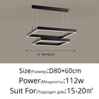 Nordic Minimalist LED Square Chandelier for Living Dining Bedroom - Luster Lighting