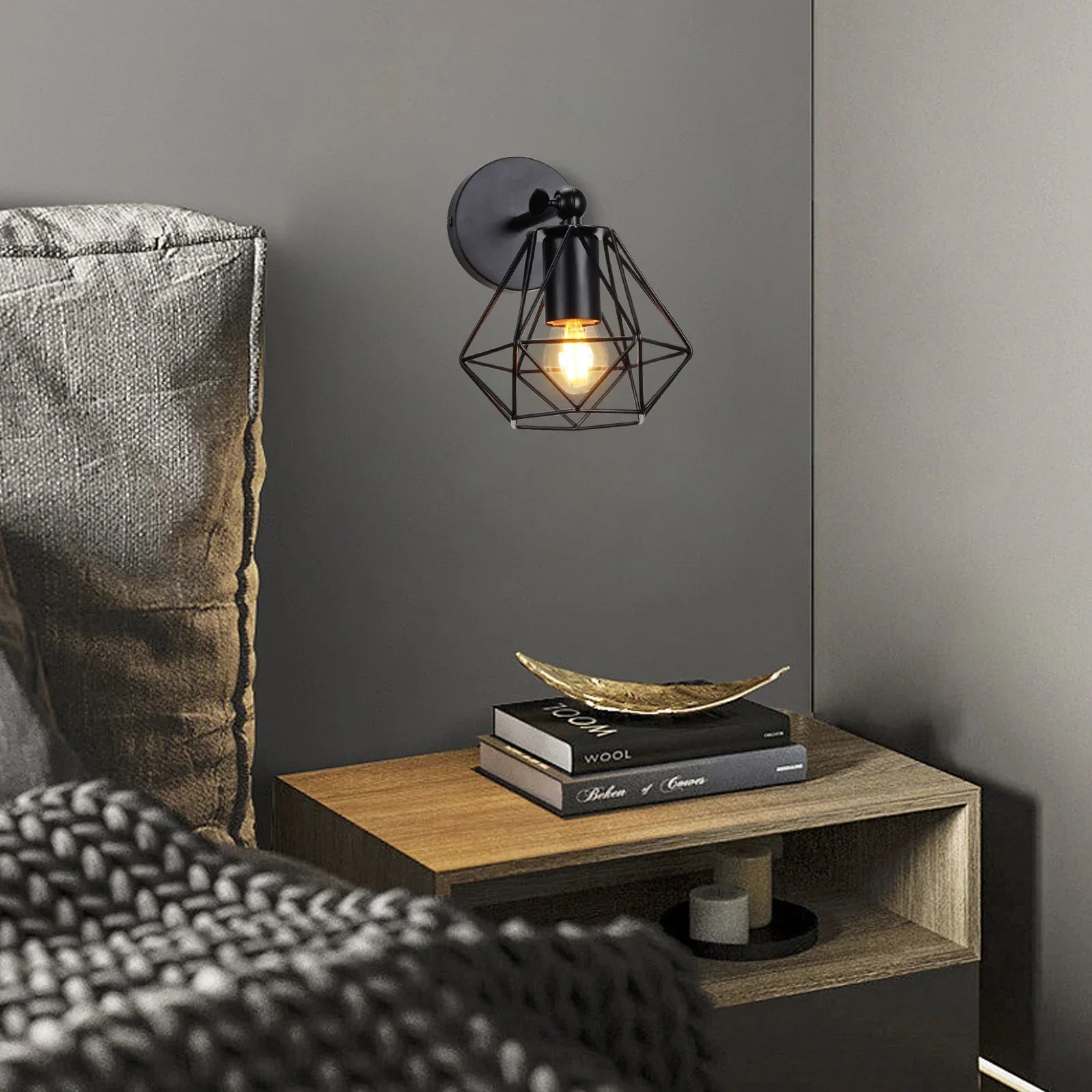 Metal Cage Wall Lights Modern Industrial Lighting for Bedroom and Hallway