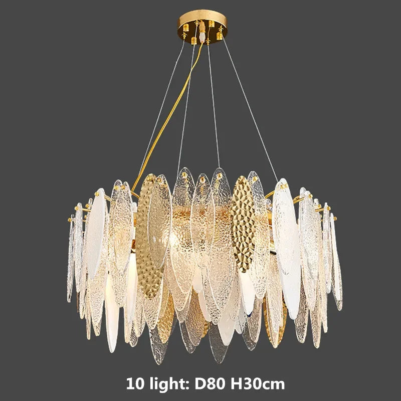 Gold Metal Chain LED Pendant Lights for Modern Luxury Living Room