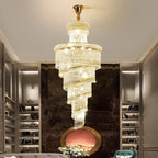 Crystal Spiral Staircase Chandelier for High-end Sales Office Hall Lighting