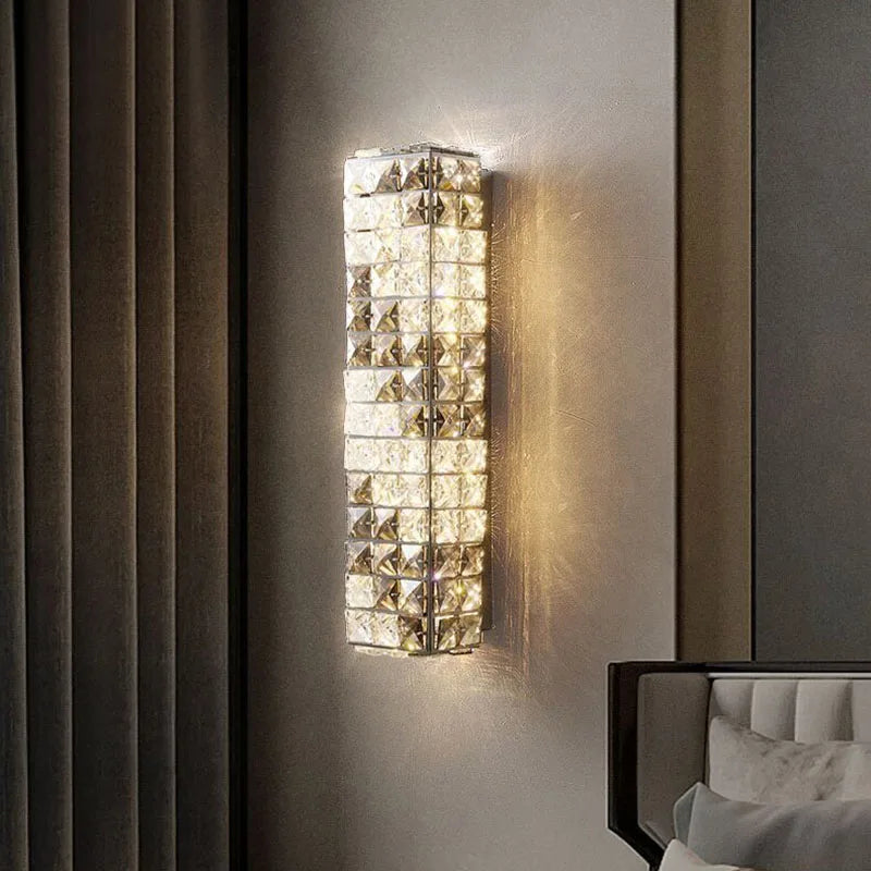 Crystal Mosaic Wall Lamp: Elegant LED Lighting for Living Room, Bedroom, and Hotel Lobby