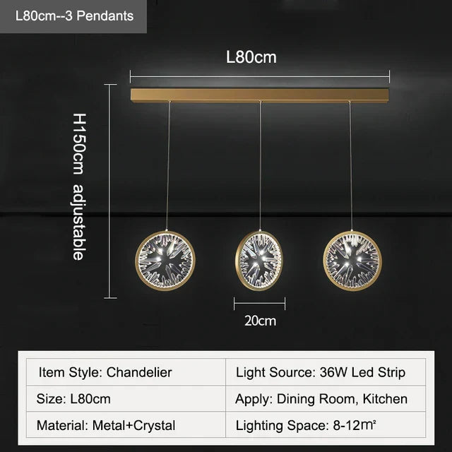 Crystal Ring LED Chandelier for Restaurant Dining Room Coffee Shop