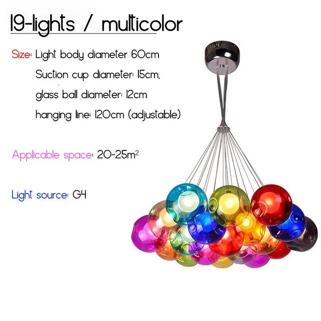 Nordic LED Multi Bubble Chandelier for Living Dining Office Kids Room