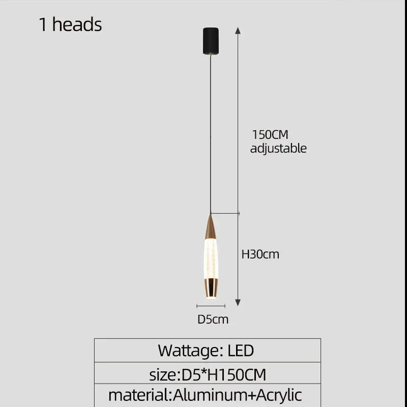 Modern LED Staircase Chandelier in Black Gold Finish