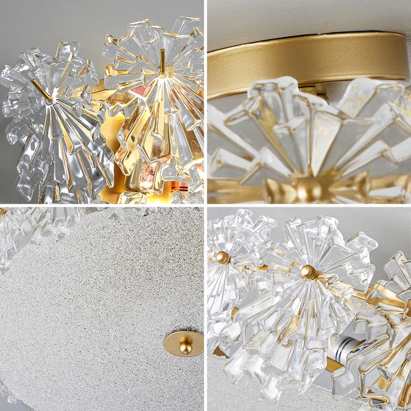 Crystal Glass Maple Leaf Ceiling Chandelier for Modern Luxury Minimalist Living Room