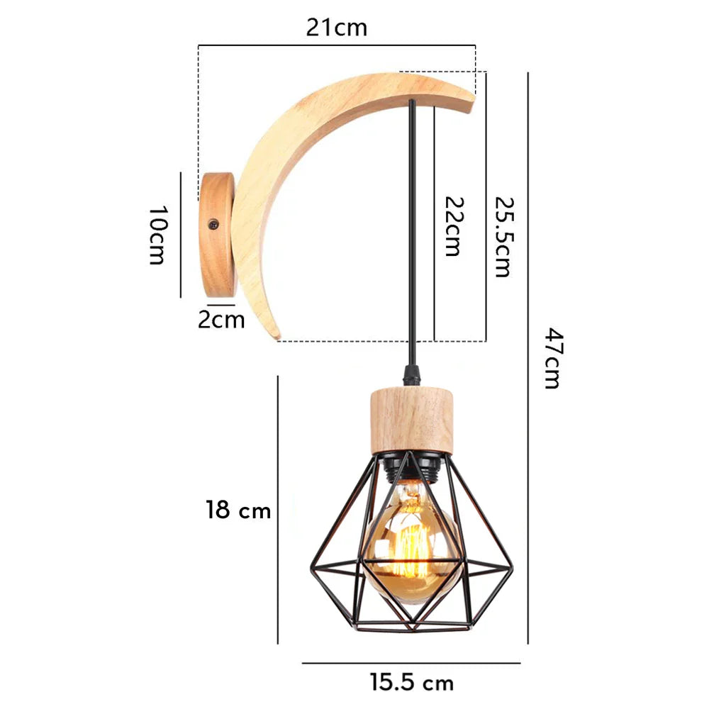 Modern Wood Hemp Rope Wall Sconce for Indoor Home Decor Lighting