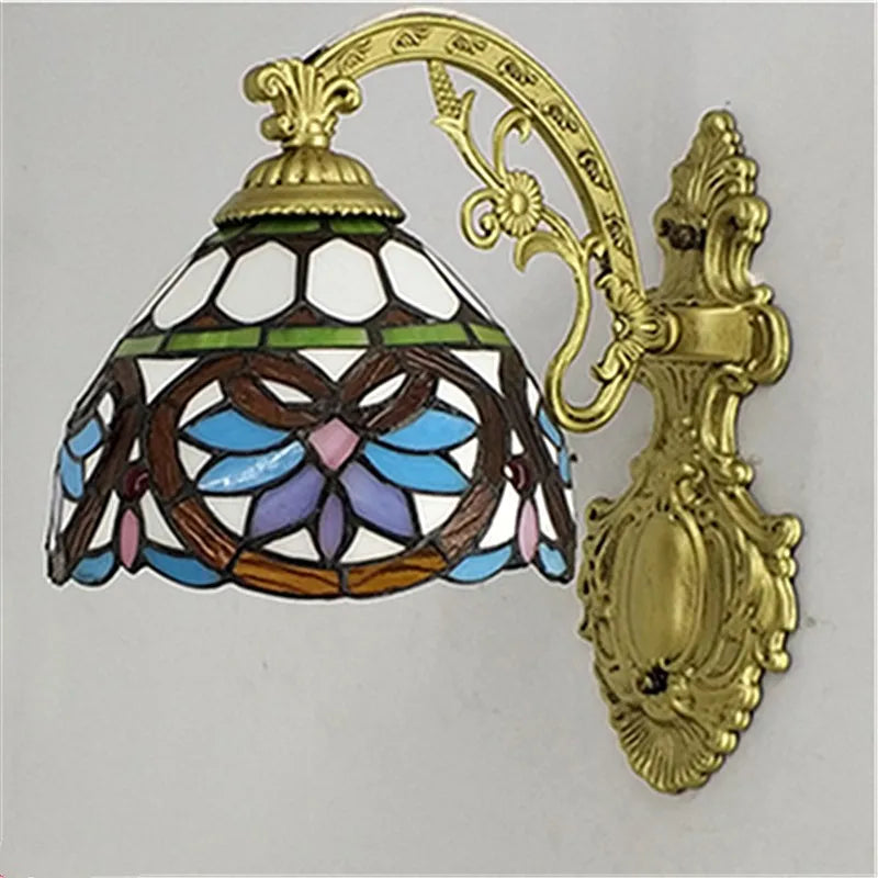 Tiffany Glass Wall Lamp Colorful Art Light for Living Room Bedroom Aesthetic Decor