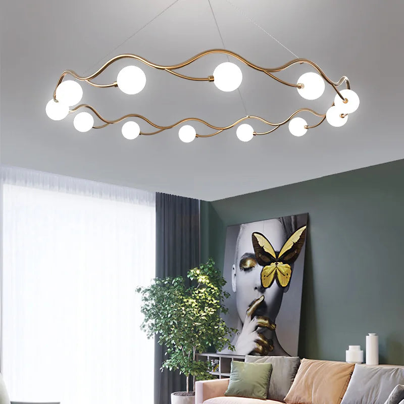 Nordic Ring Chandelier: Bubble LED Pendant Light for Living Room & Bedroom